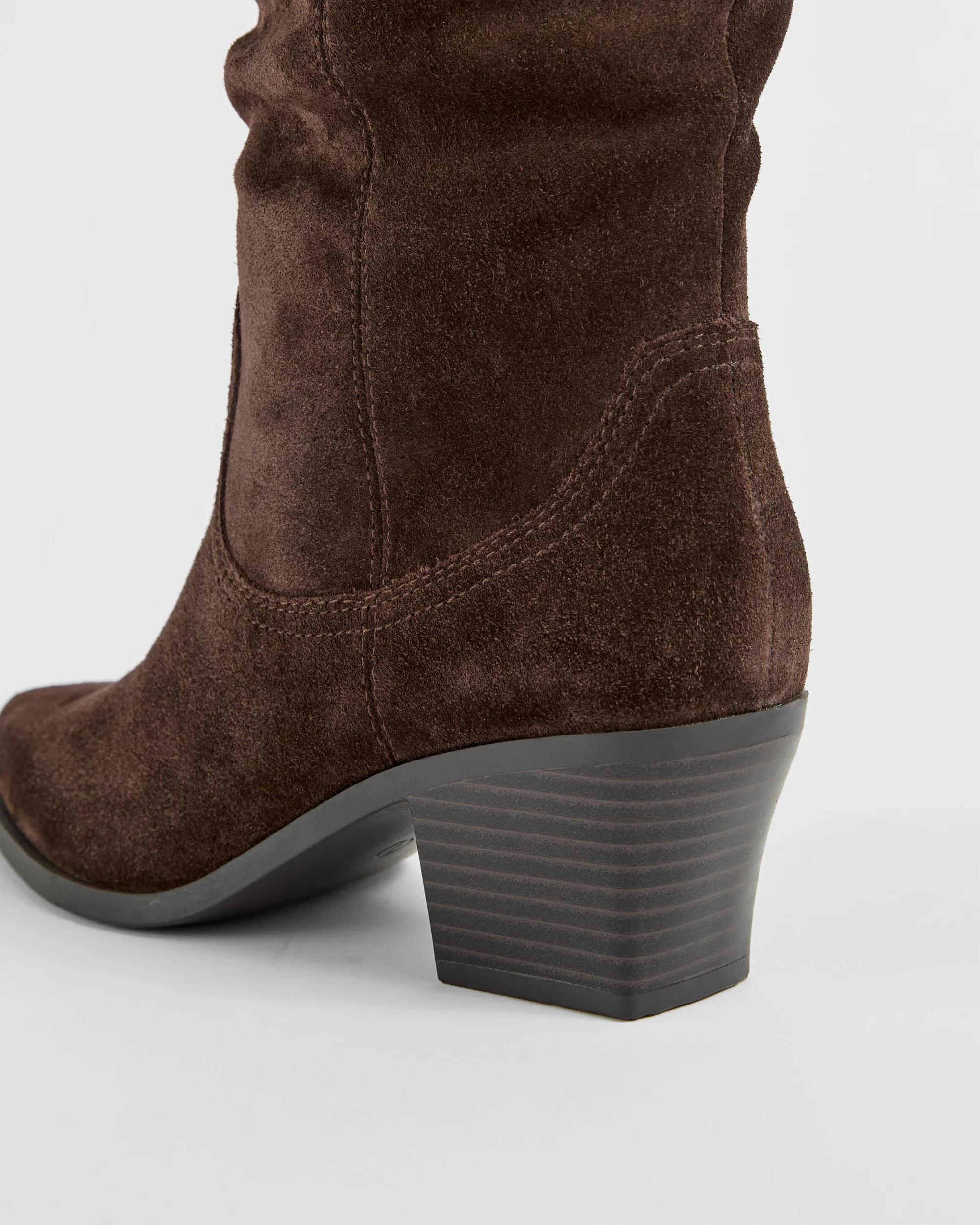 3 Target Woman Genuine Suede Leather Slouch Boot DARK CHOC SUEDE, 3 of 3