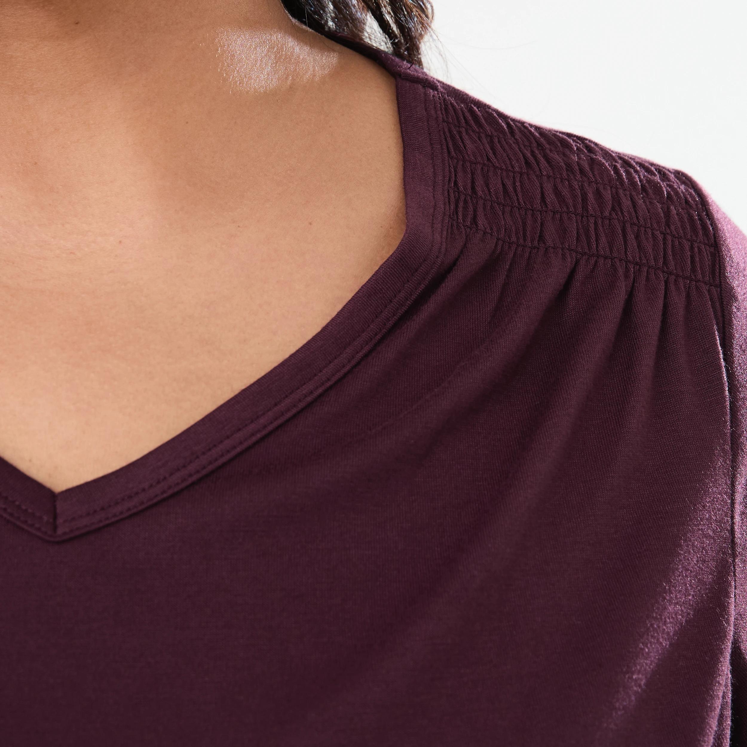5 Curve Short Sleeve Shirred Shoulder T-shirt WARM MULBERRY, 5 of 5