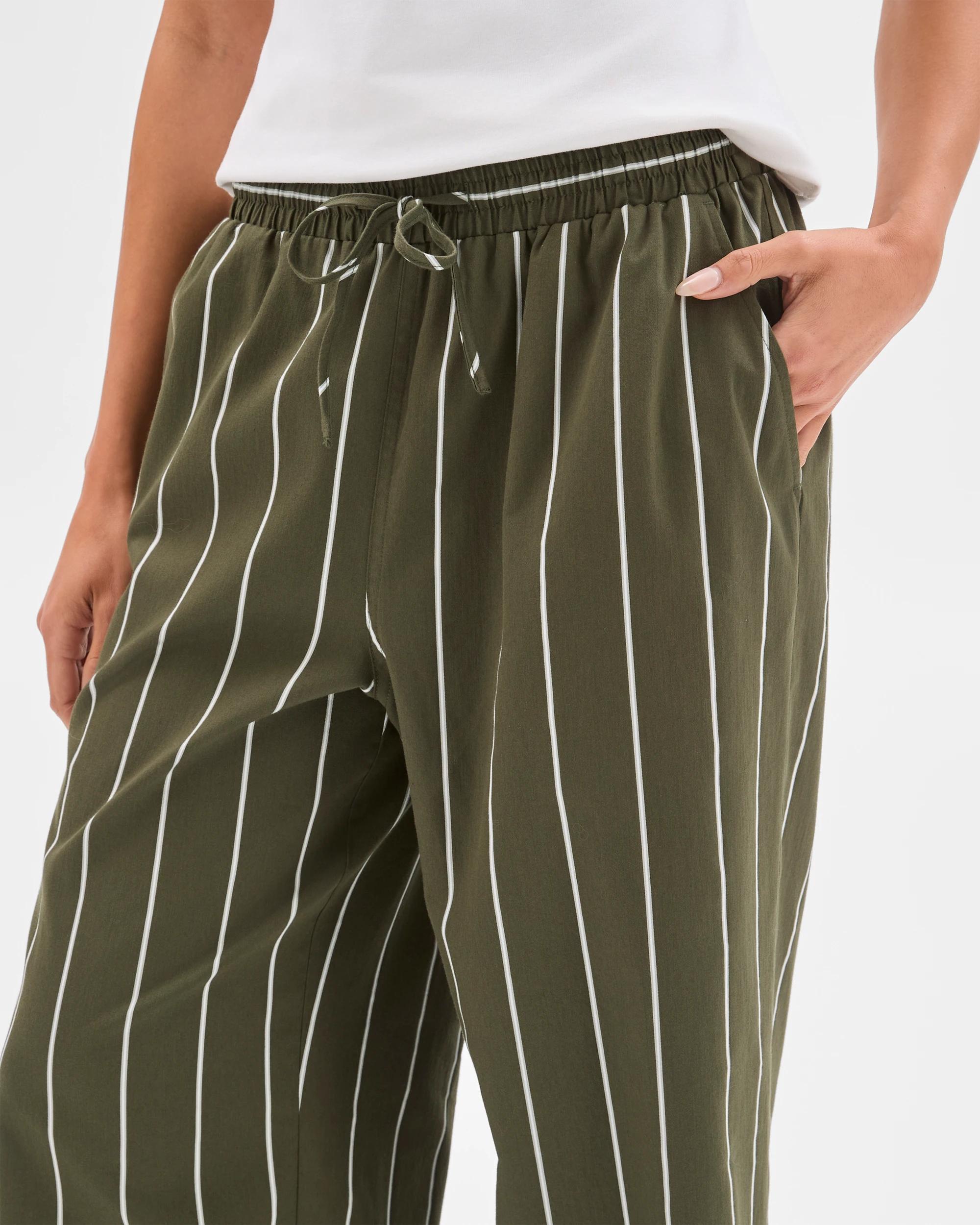 5 Lily Loves Australian Cotton Blend Poplin Striped Pants GREEN STRIPE, 5 of 7