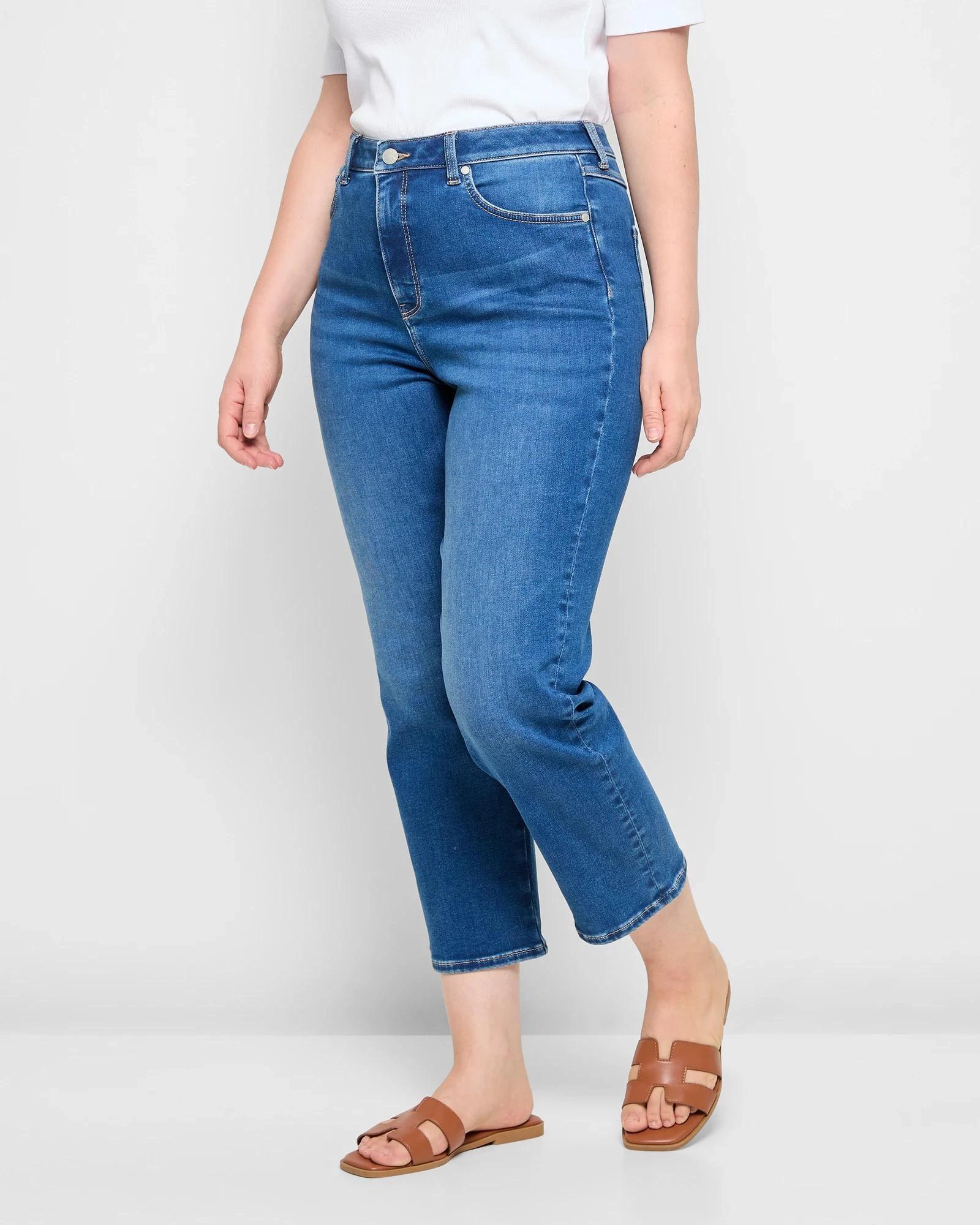 8 Target Super High Rise Crop Length Straight Denim Jeans - Shape Your Body AGED BRILLIANT BLUE, 8 of 10