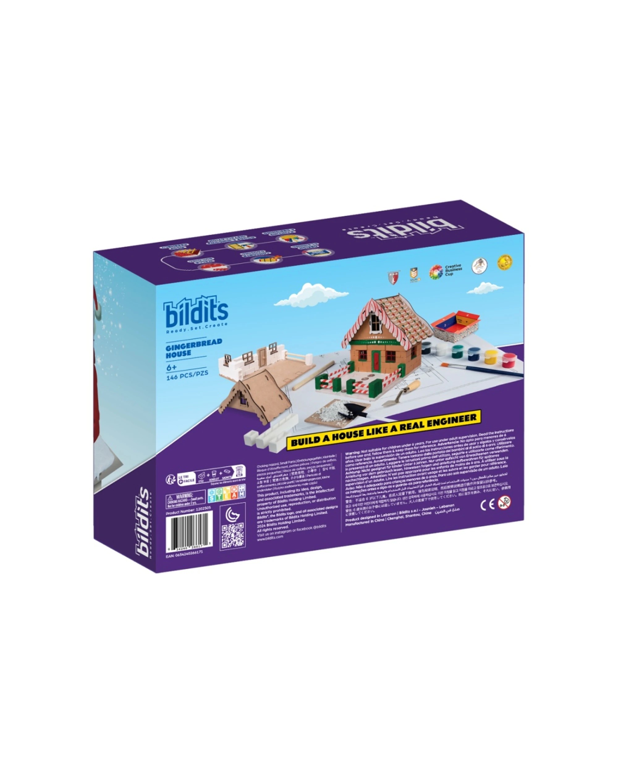 6 Bildits Gingerbread House Building Kit 146pc Real Materials Kids Toy Set - Multi, 6 of 7