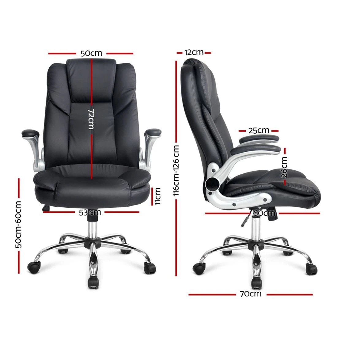 8 Artiss Executive Office Chair Leather Tilt - Black, 8 of 10
