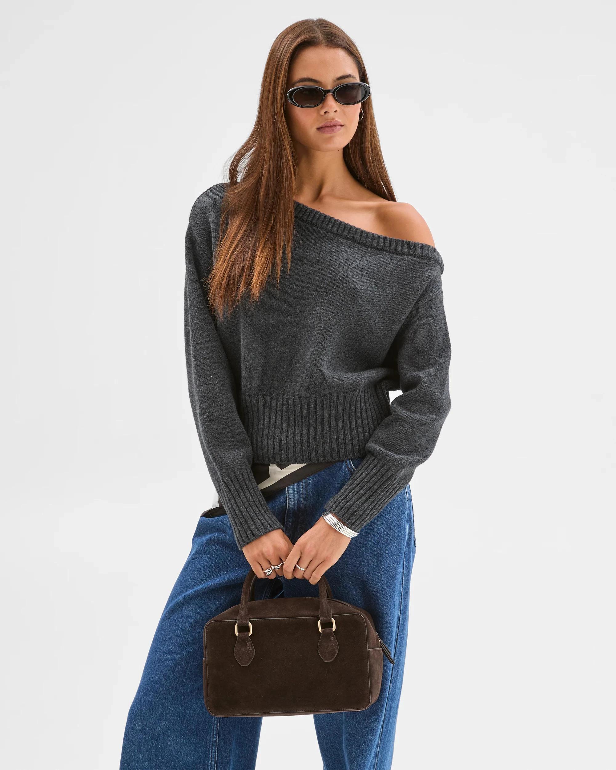 3 Lily Loves Off Shoulder Jumper ONYX MARLE, 3 of 7