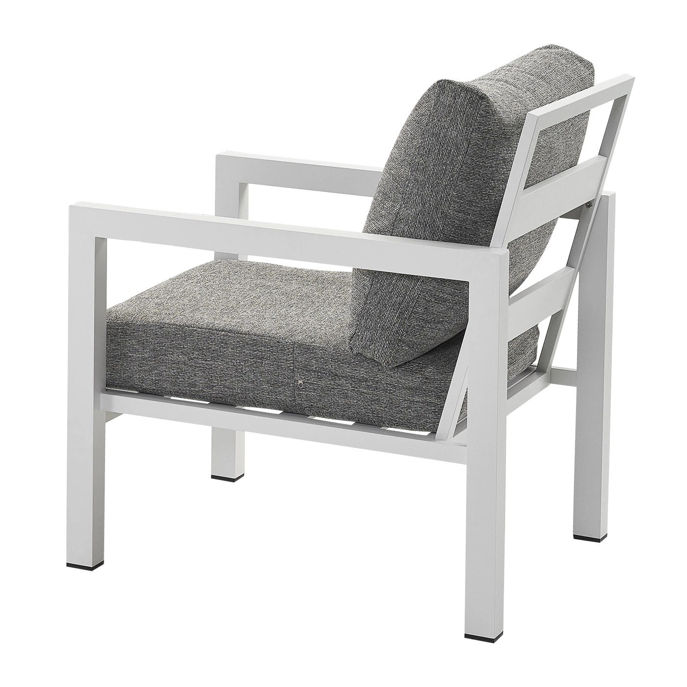 7 Moda Living Manly Single Seater White Aluminium Outdoor Sofa Lounge - Textured Grey Cushions (Set of 2) - White, 7 of 10