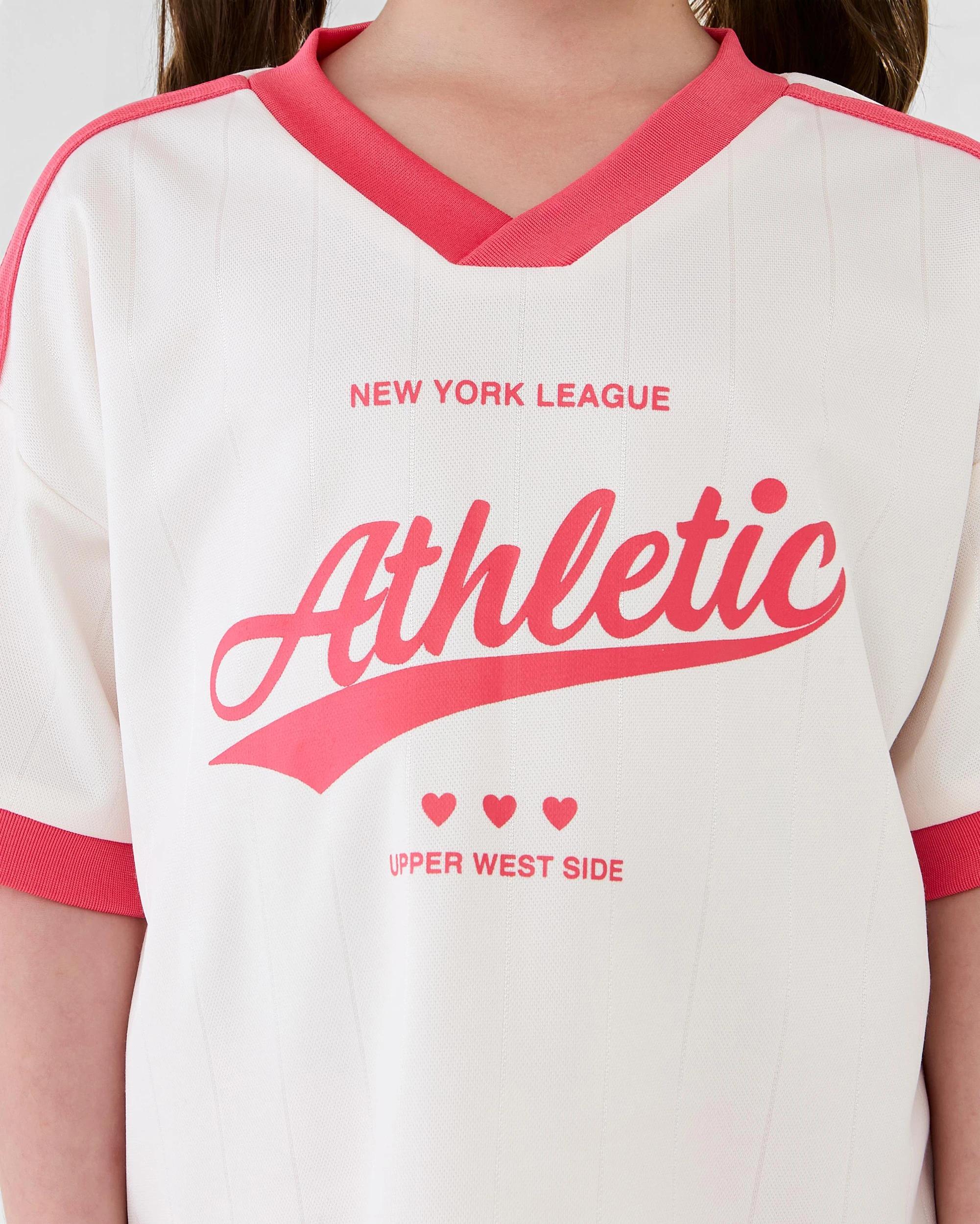5 Short Sleeve Oversized Sporty T-shirt Wht Typo, 5 of 8