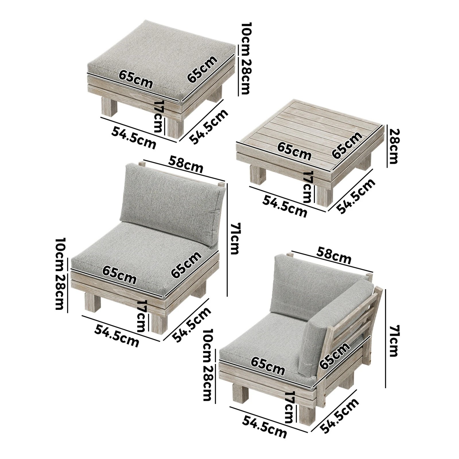 2 Livsip 4 Seater Outdoor Sofa Set Lounge Setting Table Chair - Beige, 2 of 9