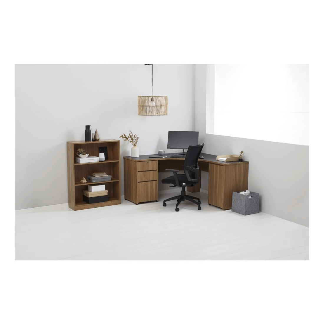 10 Washington 1500 x 1500mm Corner Workstation Black Walnut, 10 of 10