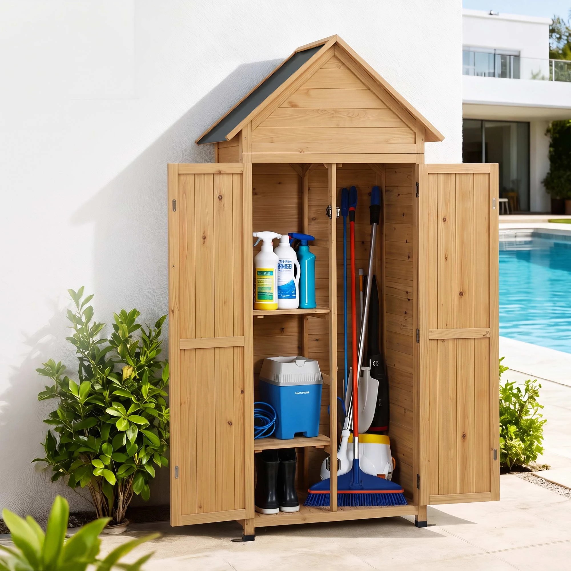 6 Gardeon Outdoor Storage Cabinet Cupboard Tool Organizer Shed Adjustable - Brown, 6 of 8