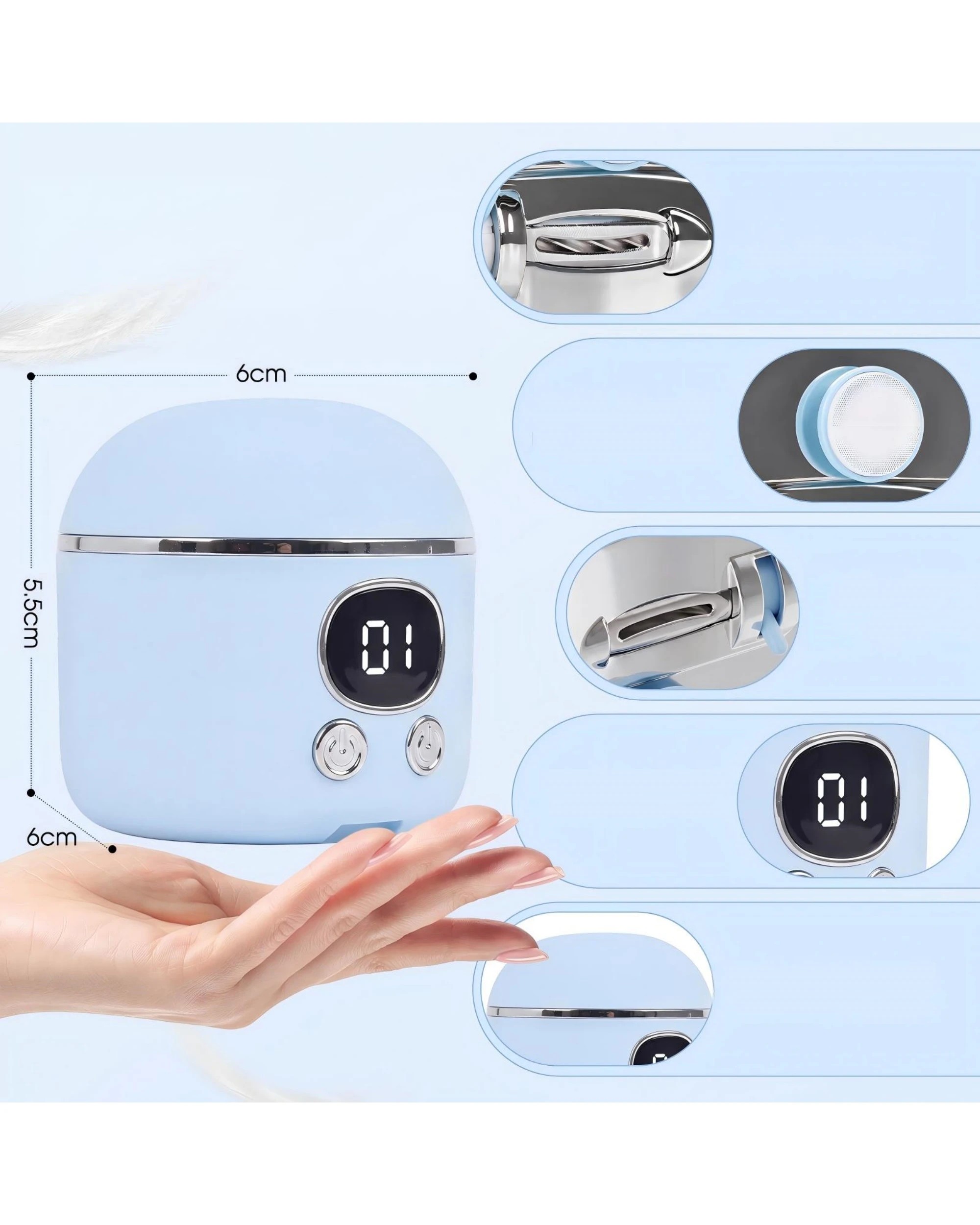 3 Advwin 3-in-1 Electric Nail Clipper with LED Light & Magnifier Assistance, 3 Speeds Adjustment - Blue, 3 of 7