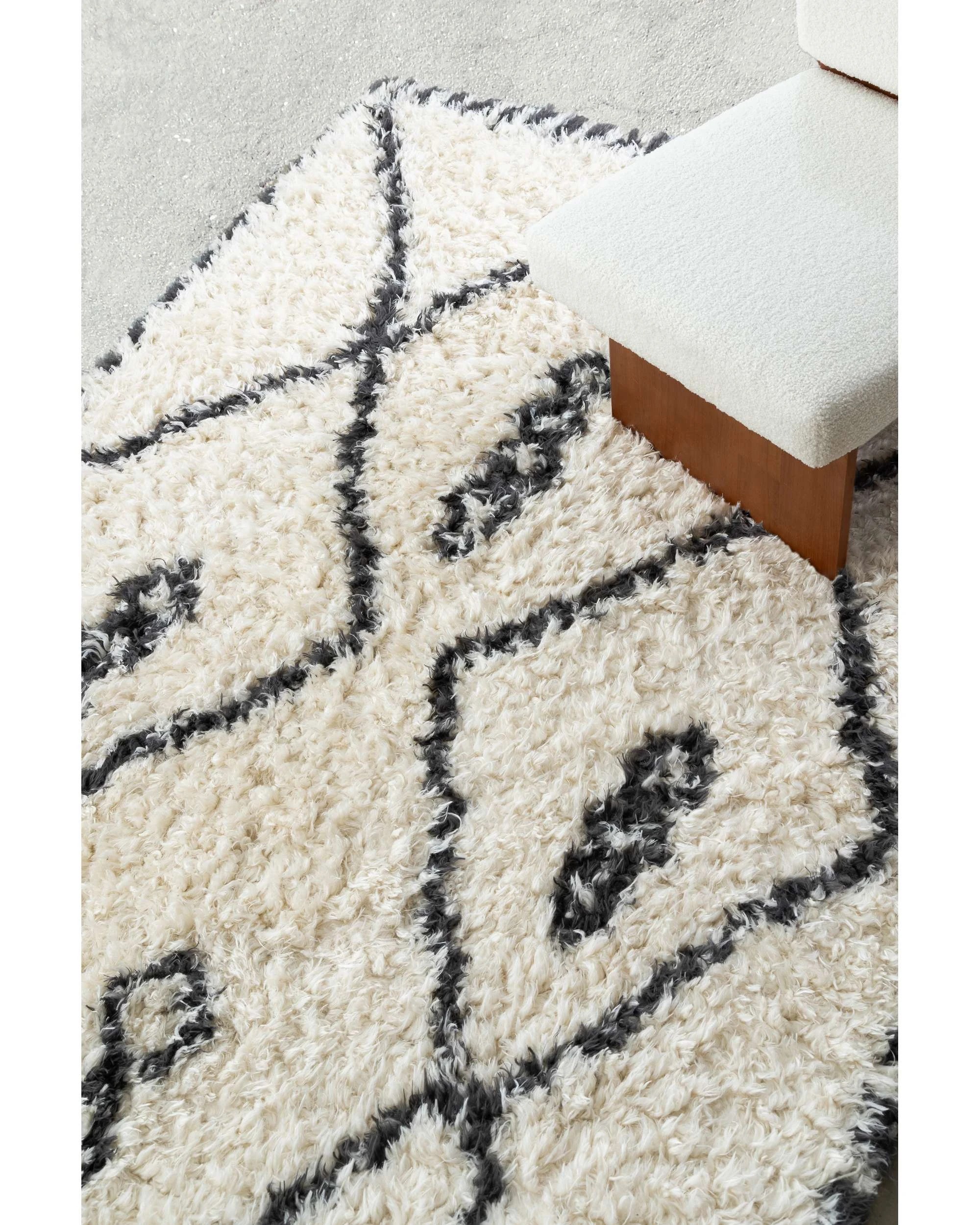 3 Loopsie Alcara Diamond Shag Rug-290cm x 200cm - White, 3 of 8