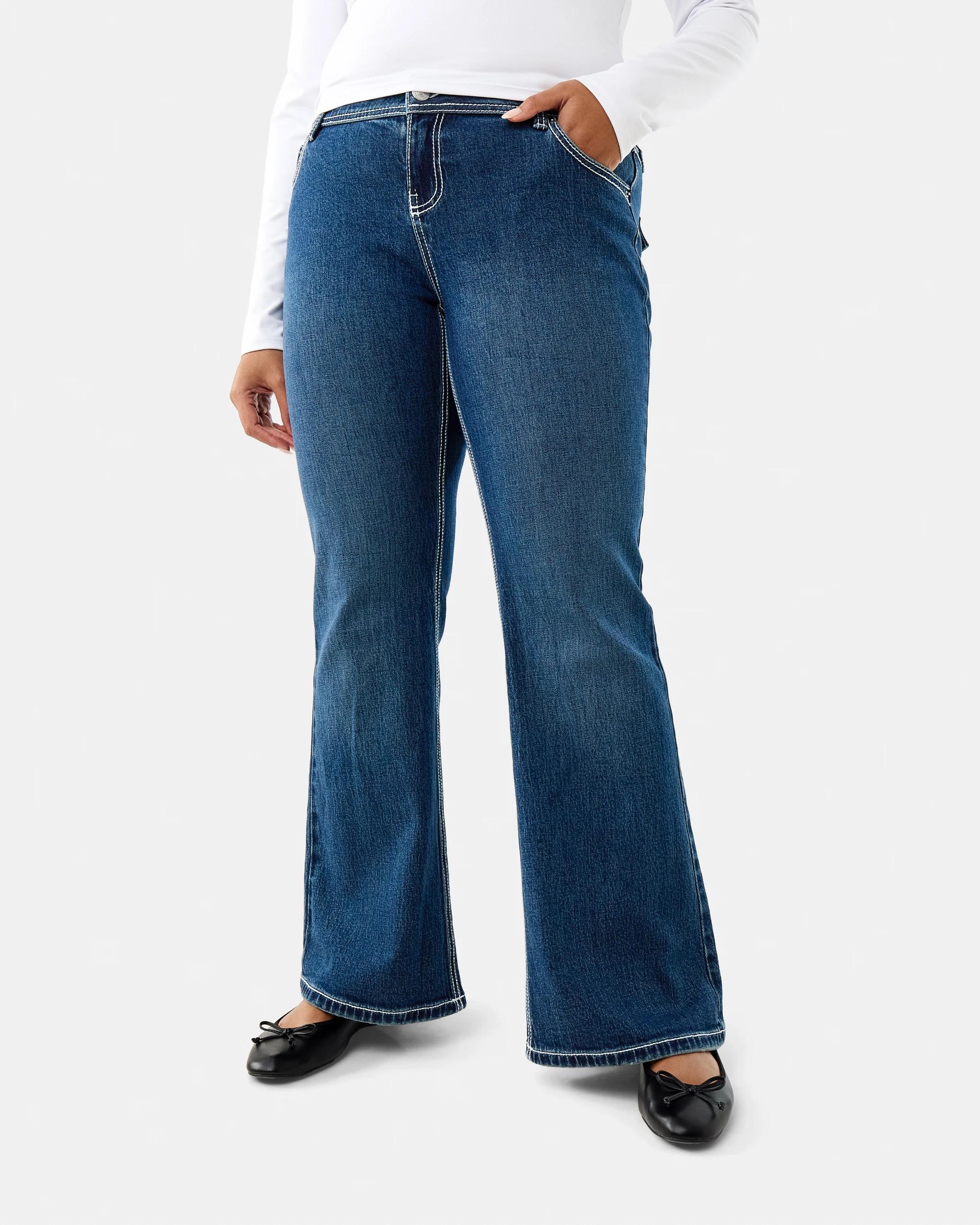 3 Flare Bootleg Jeans Dk Indigo, 3 of 10
