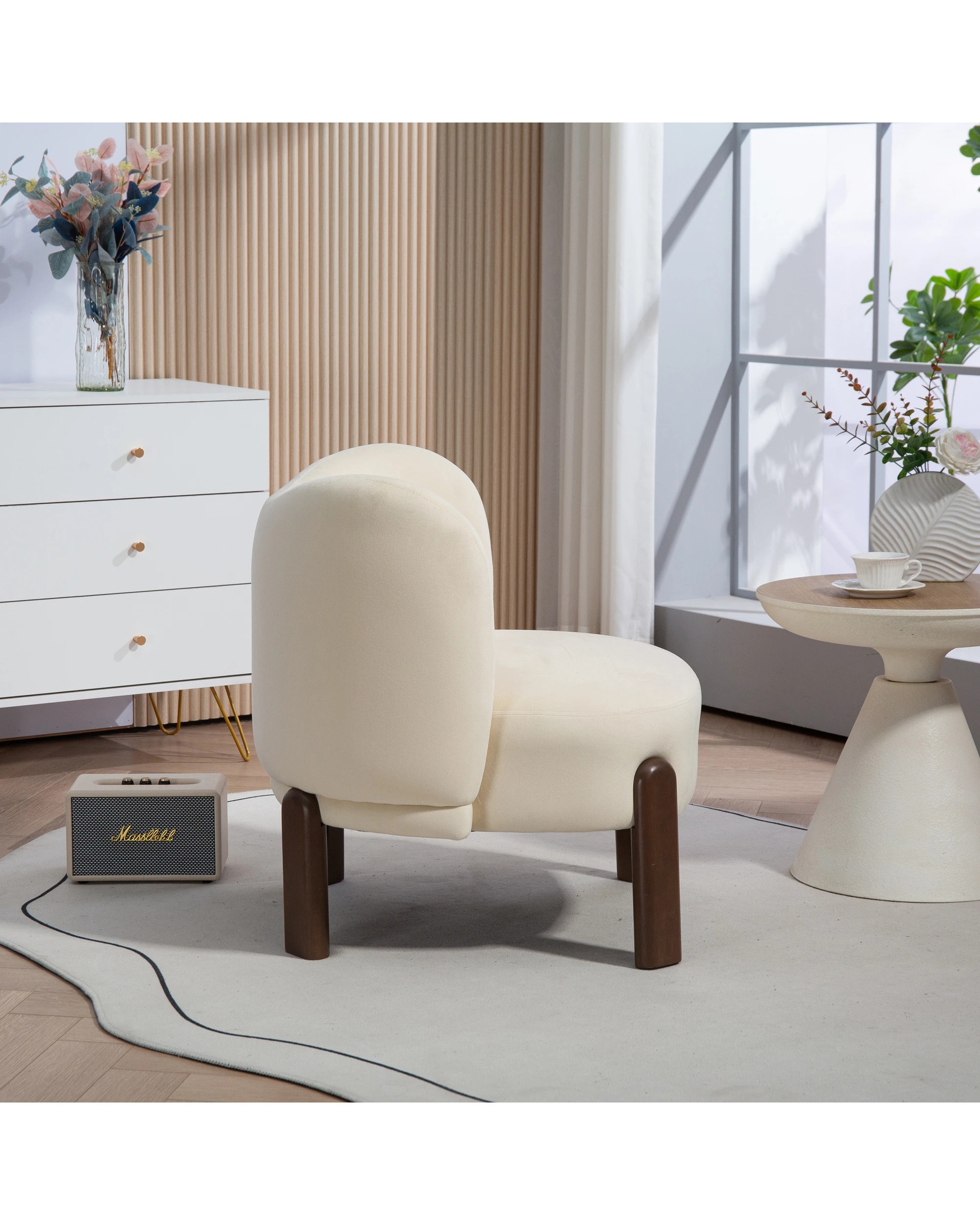 4 IHOMDEC Velvet Accent Chair - Beige - Beige, 4 of 10