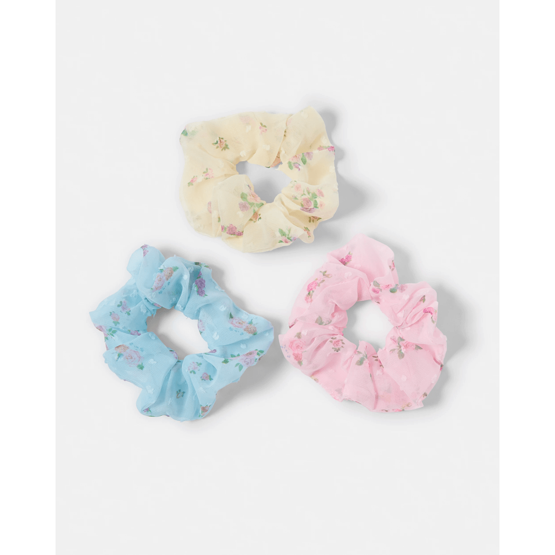 2 3 Pack Flower Organza Hair Scrunchies, 2 of 5