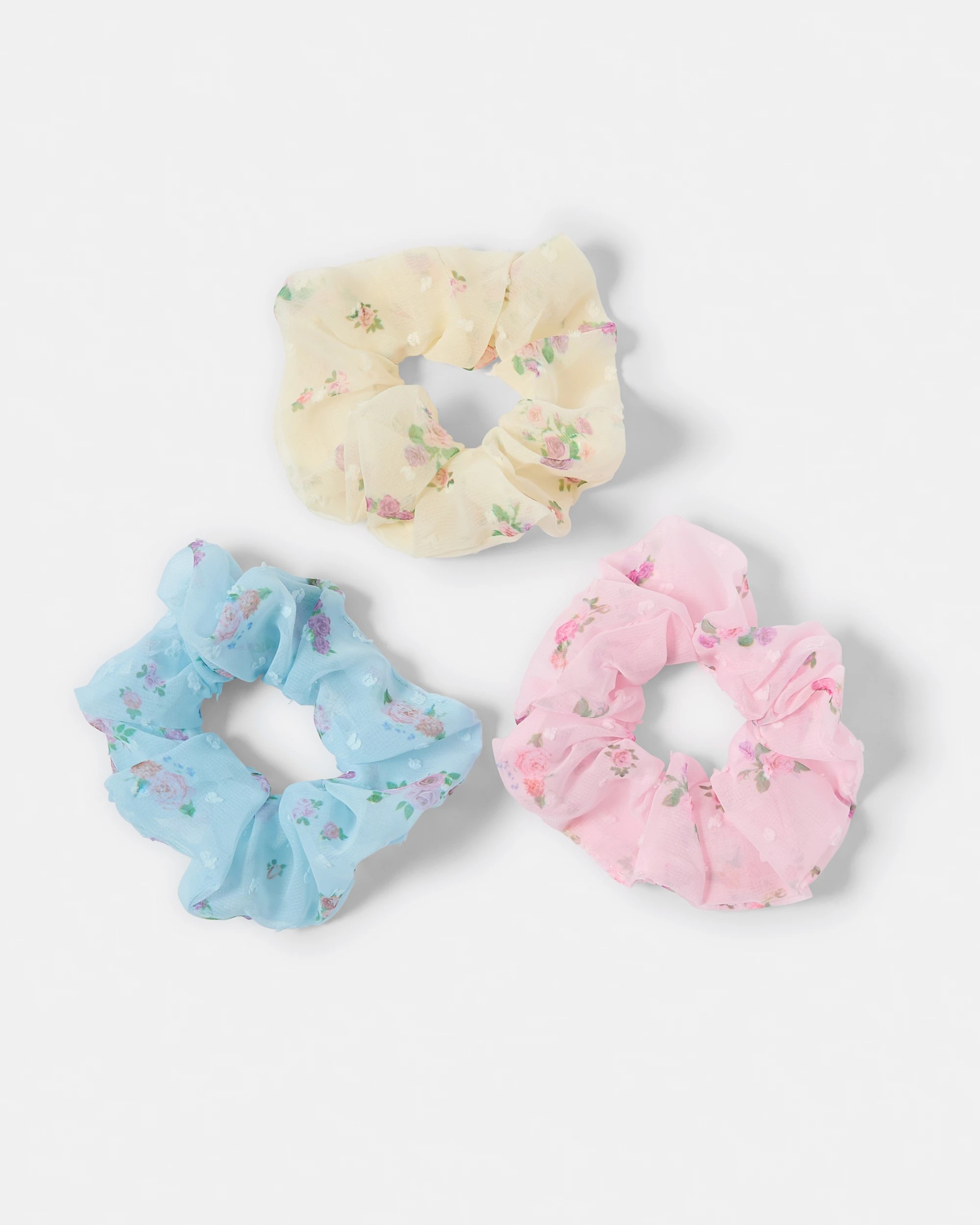 2 3 Pack Flower Organza Hair Scrunchies, 2 of 5
