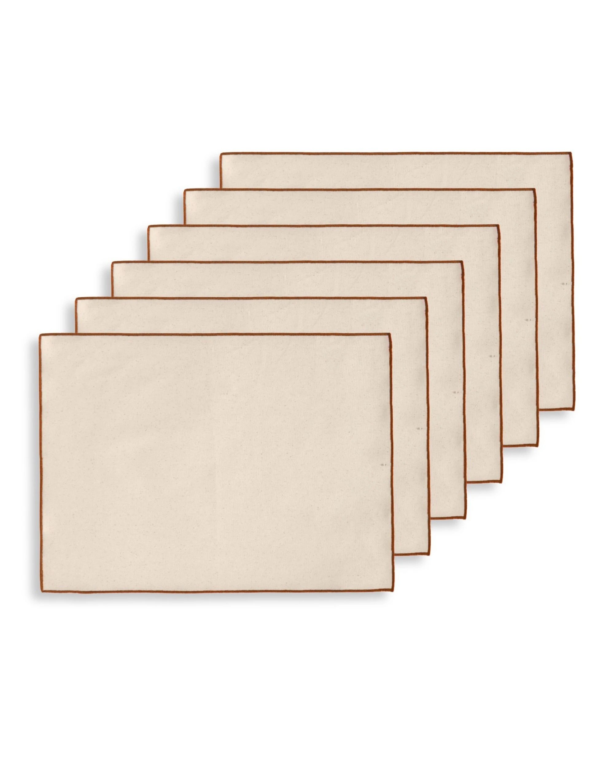 7 Cadence & Co. Harvest Table Runner with Set of 6 Placemats - Natural with Rust Edge, 7 of 10