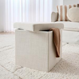 Square Storage Ottoman - Beige
