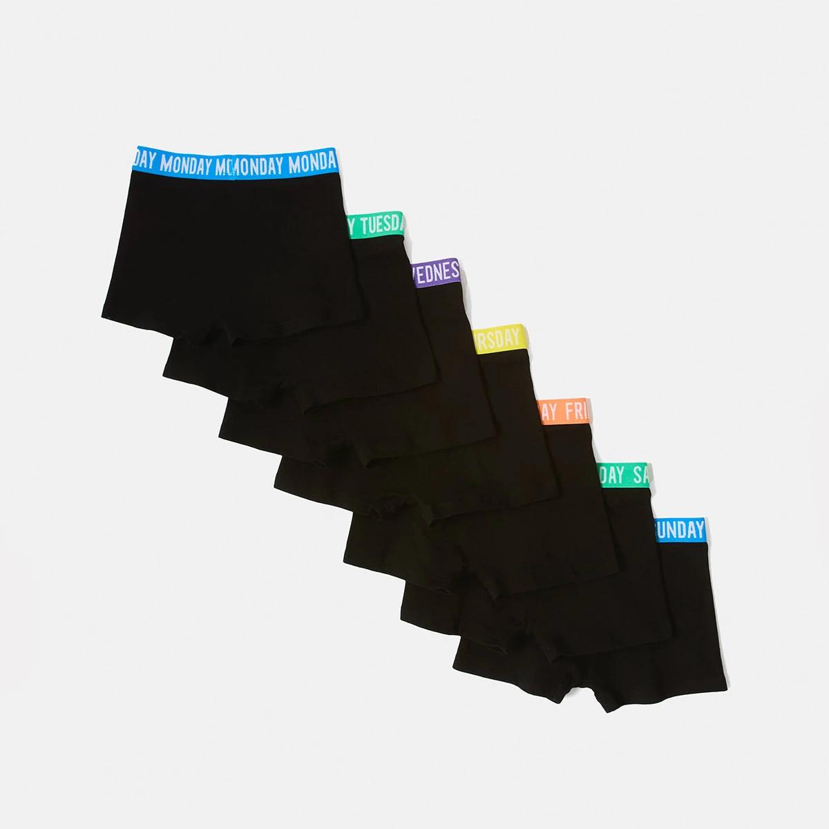 2 7 Pack Attached Elastic Trunks BLACK WEEKDAYS, 2 of 10