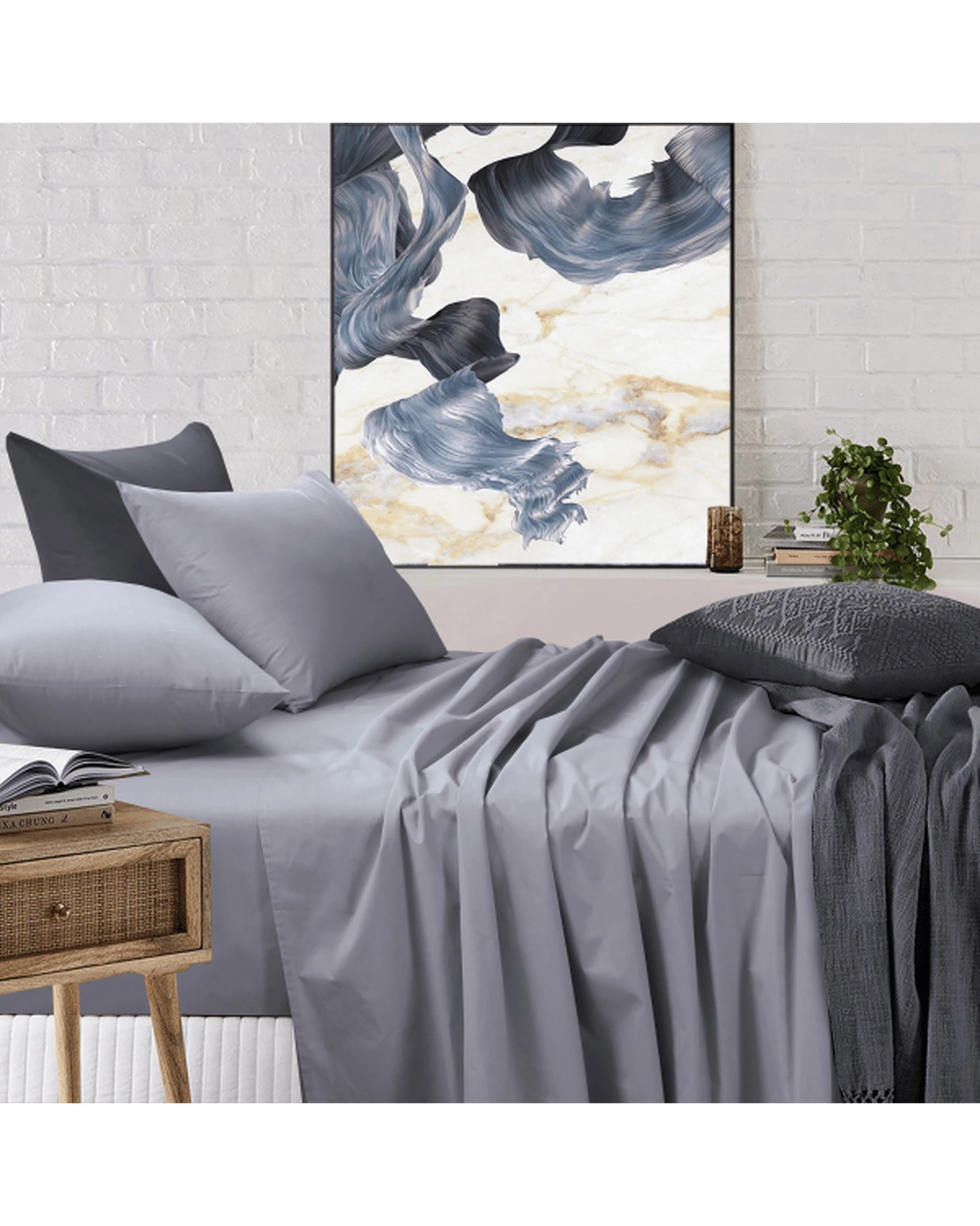8 Amsons Bedsheets Set Flat & Fitted Sheets With Pillowcases - Queen Bed - Grey, 8 of 8