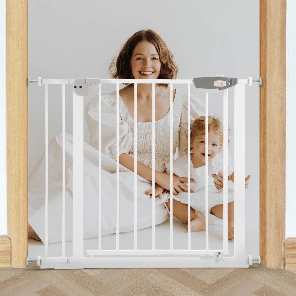 3 Playpals Adjustable Metal Baby Gate Easy Install No Drill Kid Safety Medium - White, 3 of 3