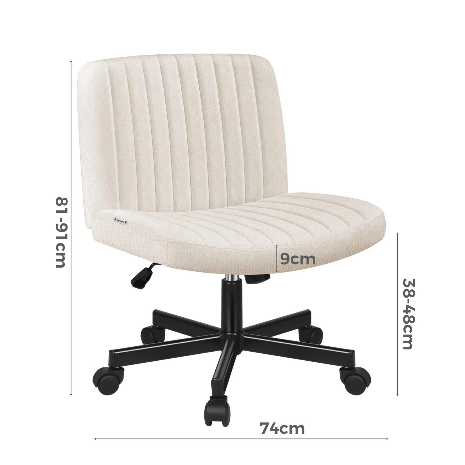 9 Alfordson Office Desk Chair Computer Armless Wide Seat Mid Back Fabric - Beige, 9 of 9