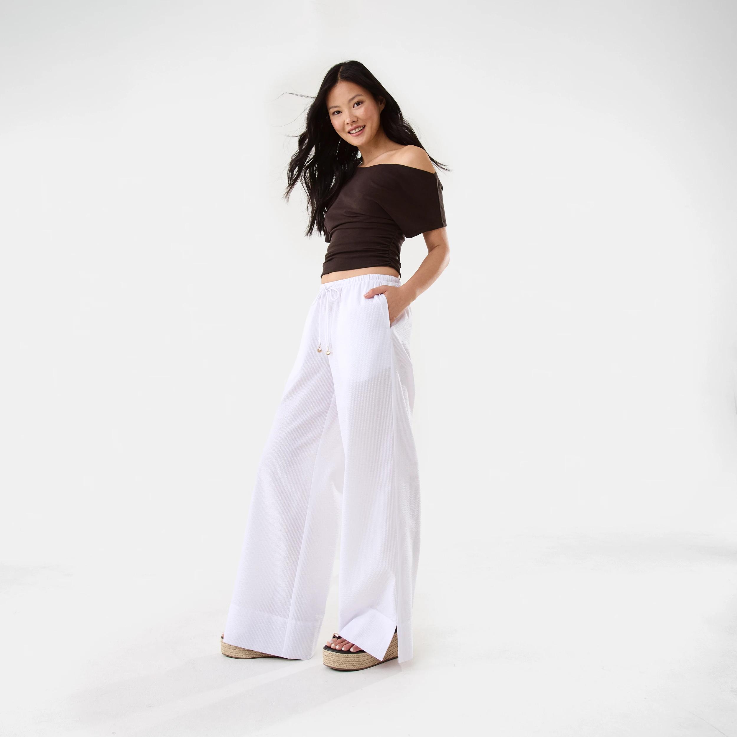 5 Pull-On Textured Pants White, 5 of 9