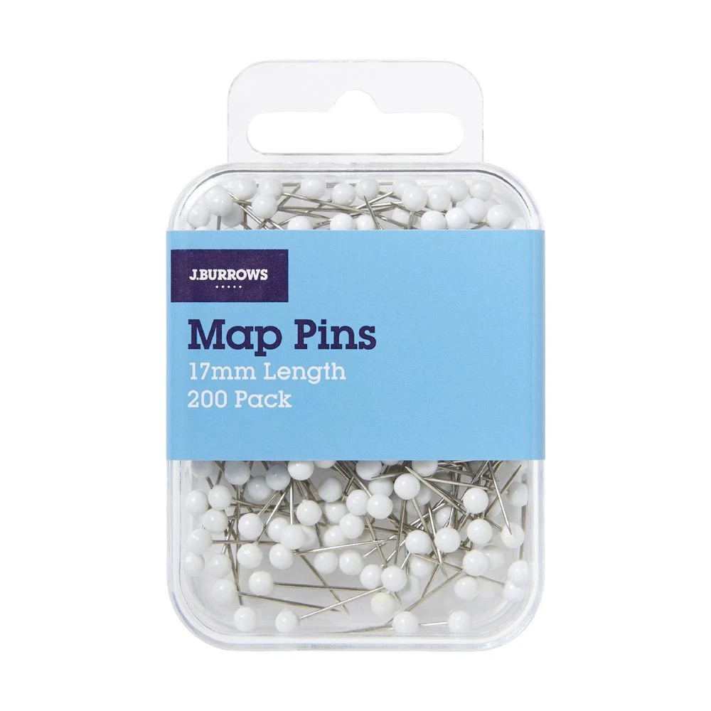 3 J.Burrows Map Pins White 200 Pack, 3 of 3