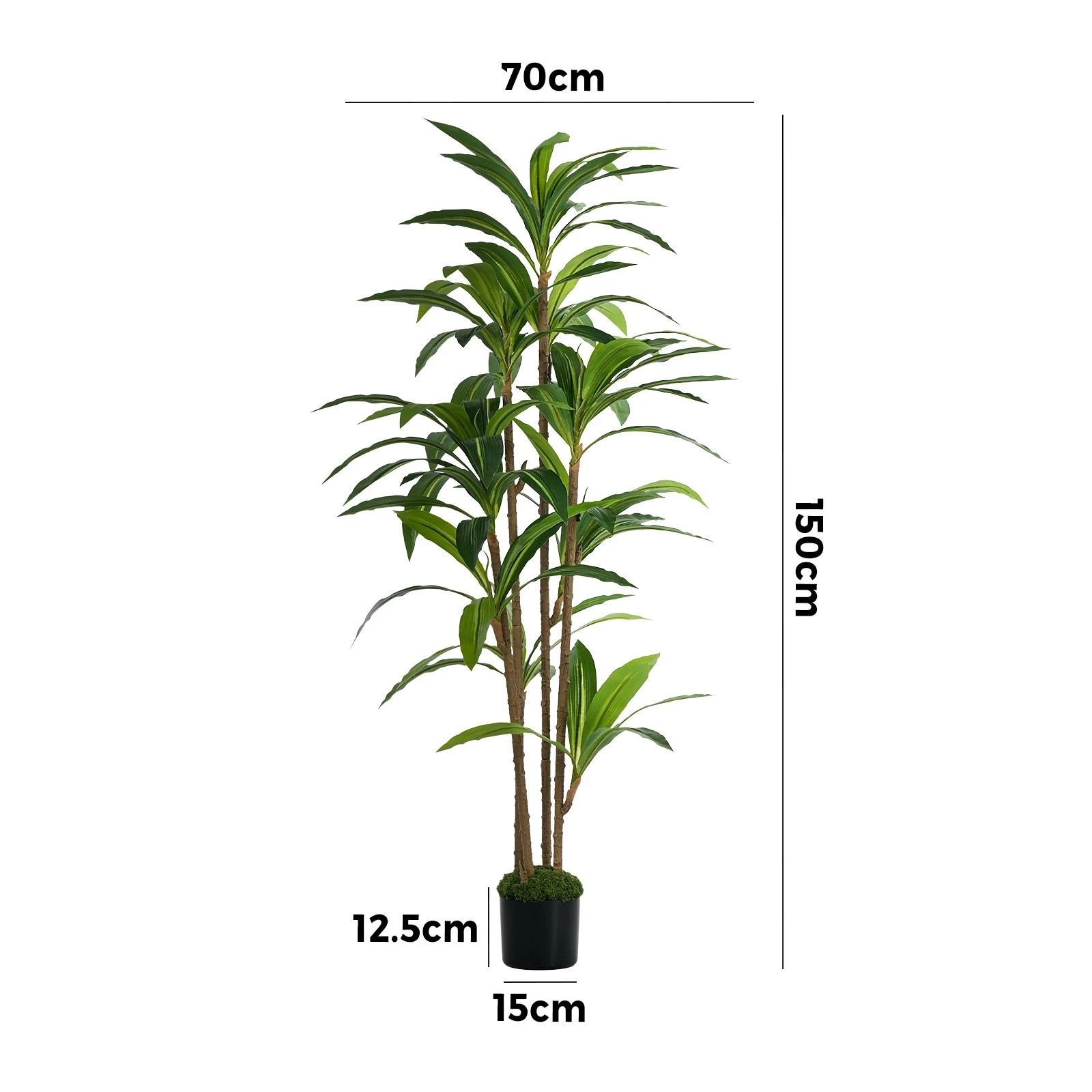 2 Livsip 150cm Artificial Dracaena Tree Realistic Potted Faux Plant Home Decor, 2 of 8