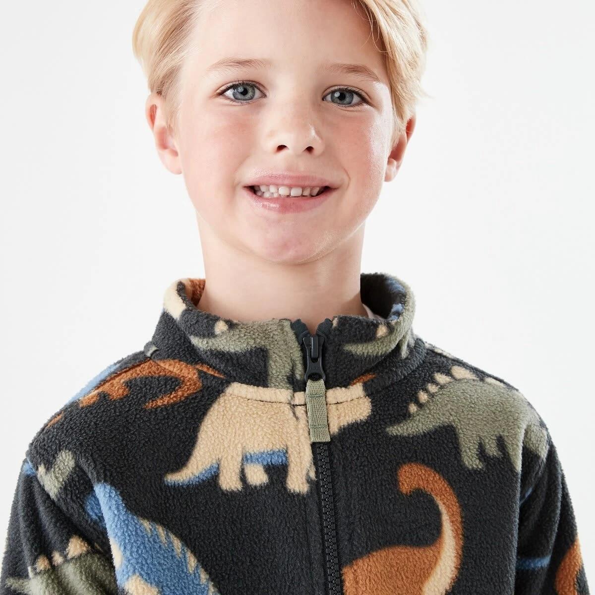 4 Fleece Zip Through Sweatshirt Gry Dino, 4 of 9