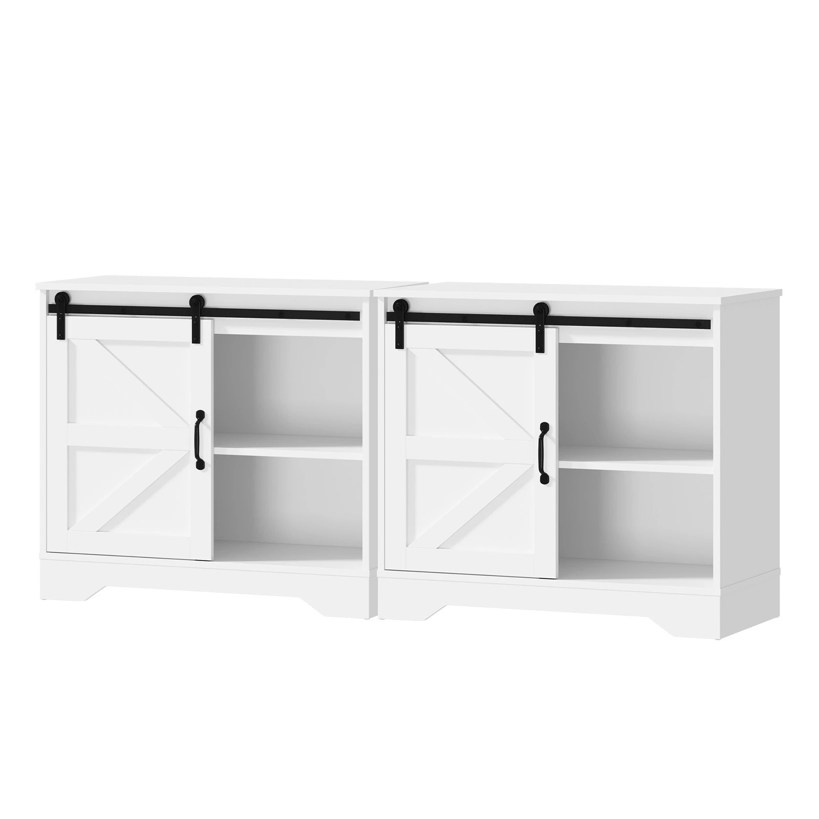1 Oikiture 2x Buffet Sideboard Storage Cabinet Sliding Door - White, 1 of 9