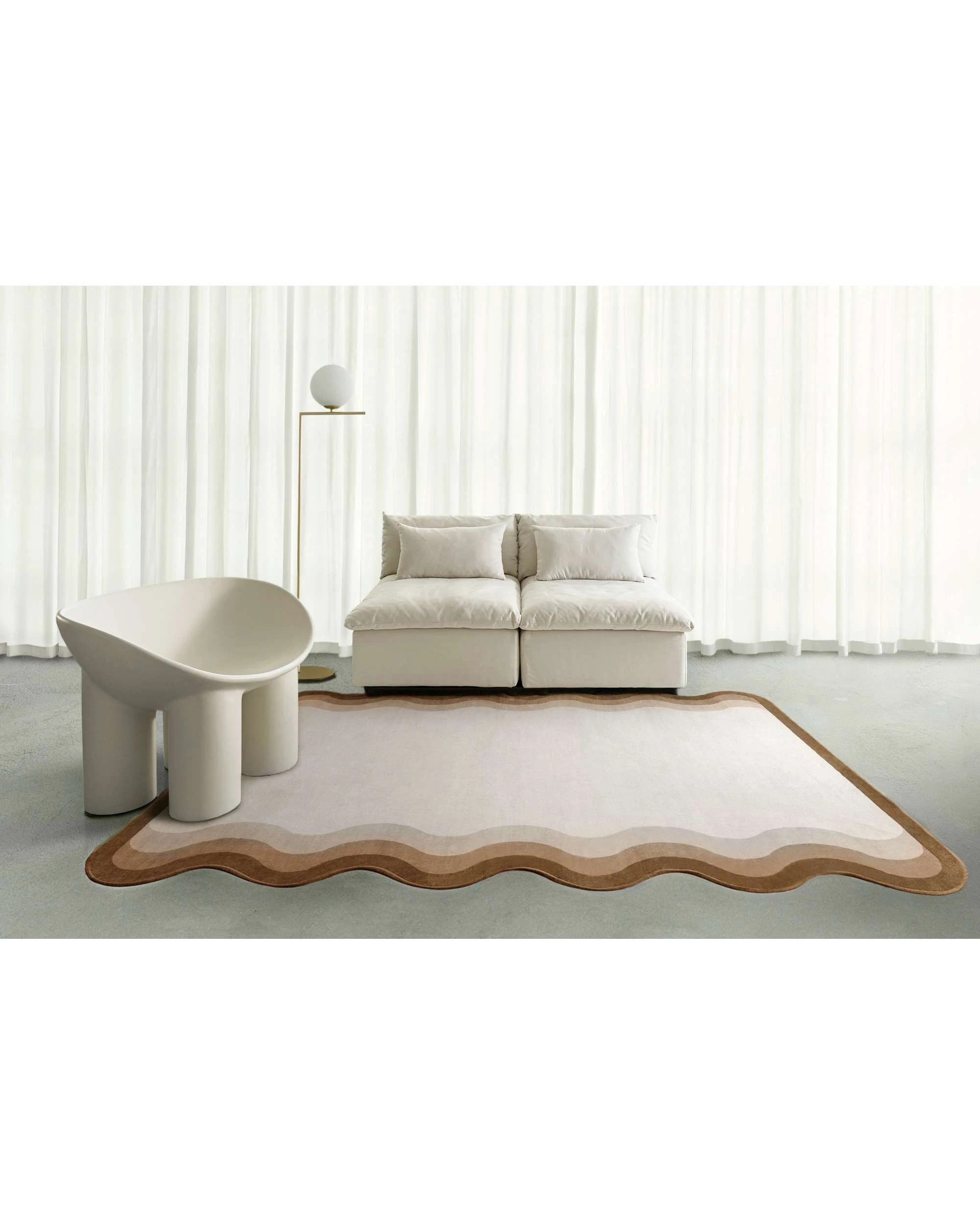 2 Loopsie Matera Tonal Scalloped Washable Rug-290cm x 190cm - Brown, 2 of 8