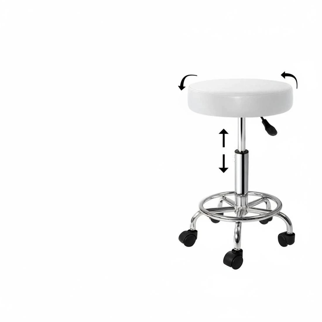 2 Artiss 2x Salon Stool Round Swivel Chair - White, 2 of 4