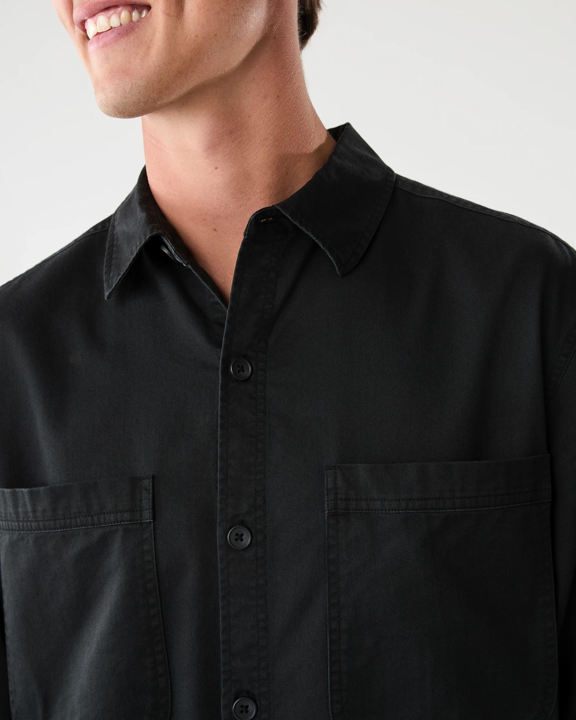 5 Long Sleeve Twill Overshirt Black, 5 of 7