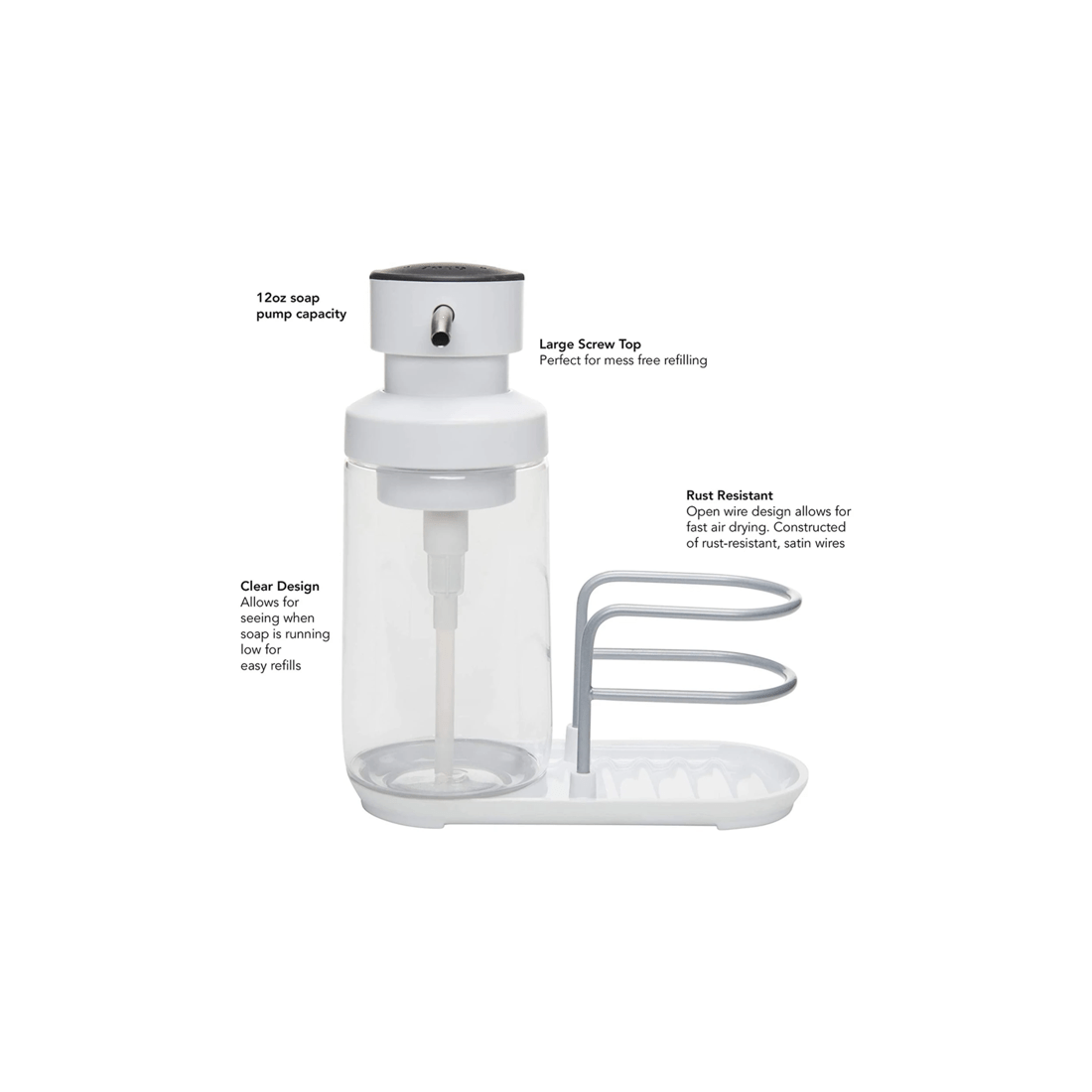 4 Kitchenaid Soap Pump Caddy With Wide Opening Clear Bottle And Water Tray
 - White, 4 of 4