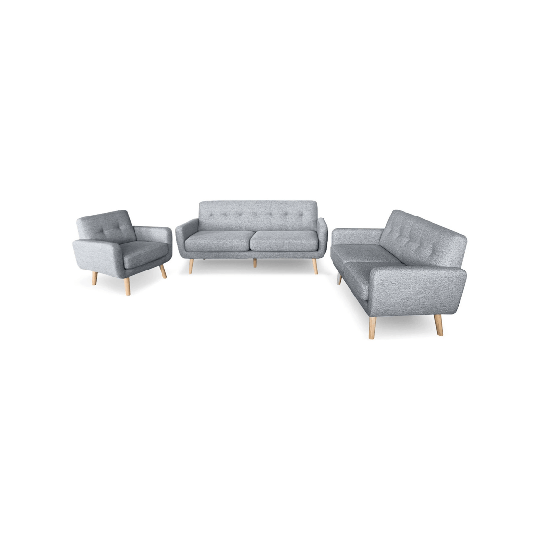 1 Sarantino 6-seater Linen Sofa Set Couch Futon - Light Grey, 1 of 9