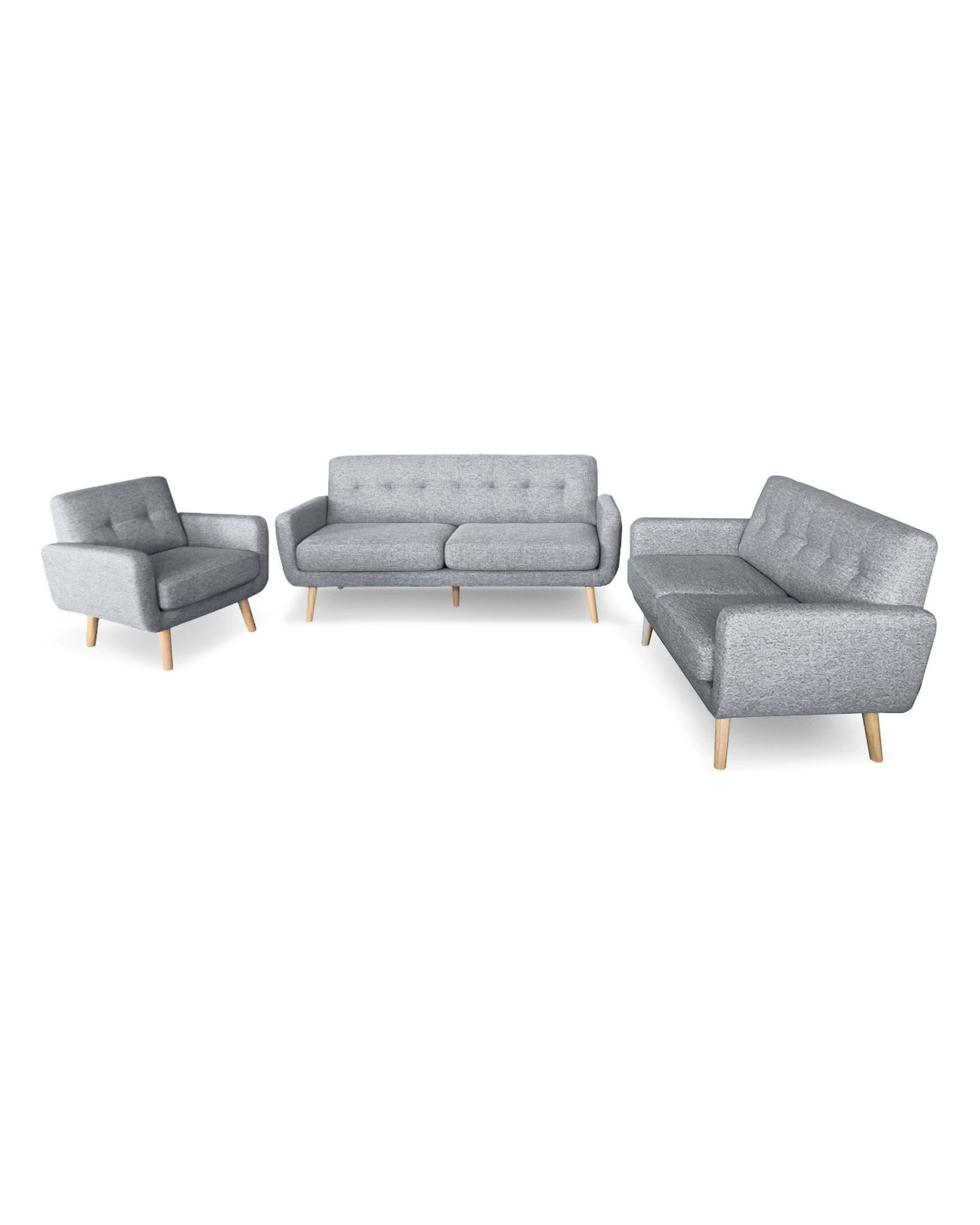 1 Sarantino 6-seater Linen Sofa Set Couch Futon - Light Grey, 1 of 9