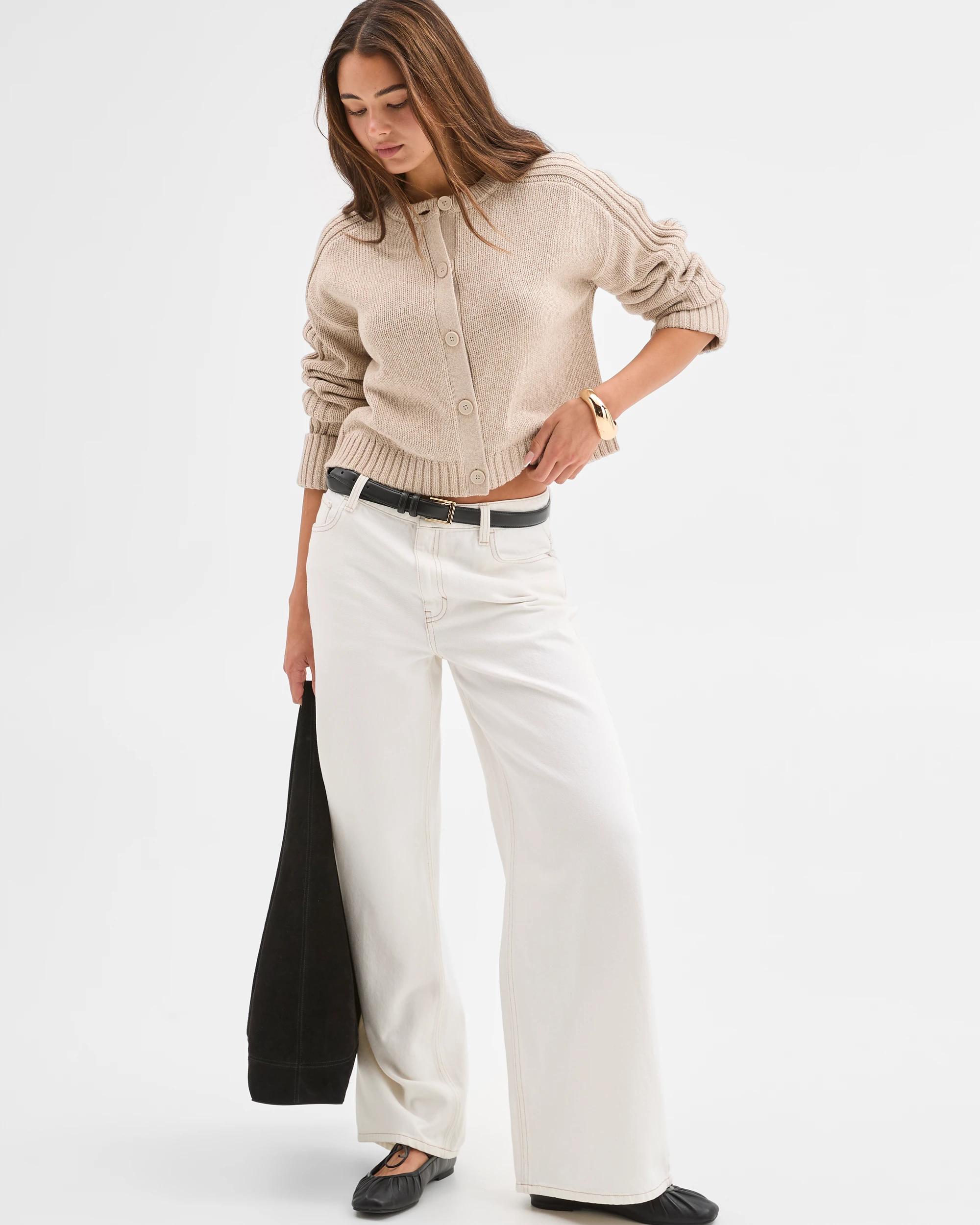 4 Lily Loves Australian Cotton Blend Knit Cardigan OATMEAL MARLE, 4 of 6