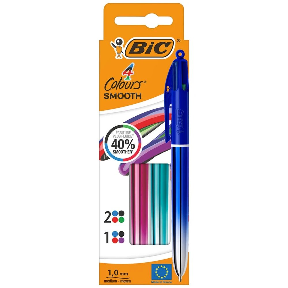 1 Bic 4-Colour Smooth Ballpoint Pen Assorted 3 Pack, 1 of 7