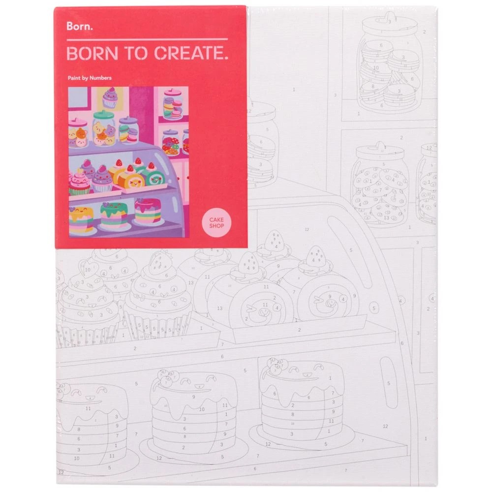 1 Born Paint by Numbers Stretched Canvas 20x25cm Cake Shop, 1 of 1