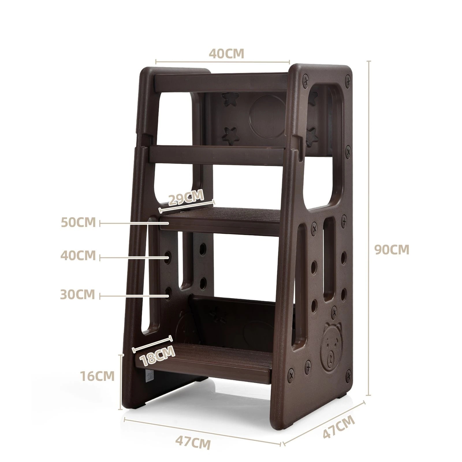 2 Costway Kids Step Stool Adjustable Tower - Brown, 2 of 4