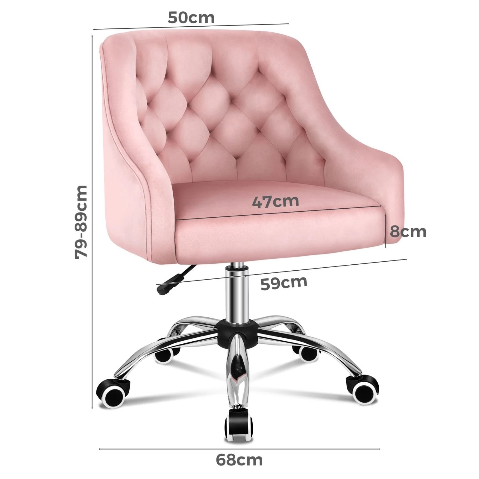 9 Alfordson Velvet Office Chair Computer Swivel Armchair Work Adult Kids - Pink, 9 of 10