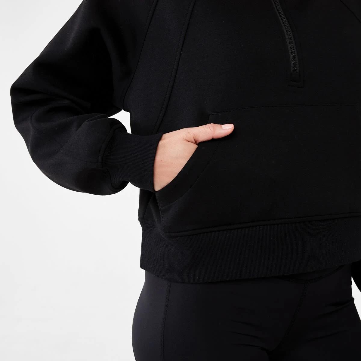 6 Active Womens Half Zip Long Sleeve Sweatshirt Black, 6 of 6