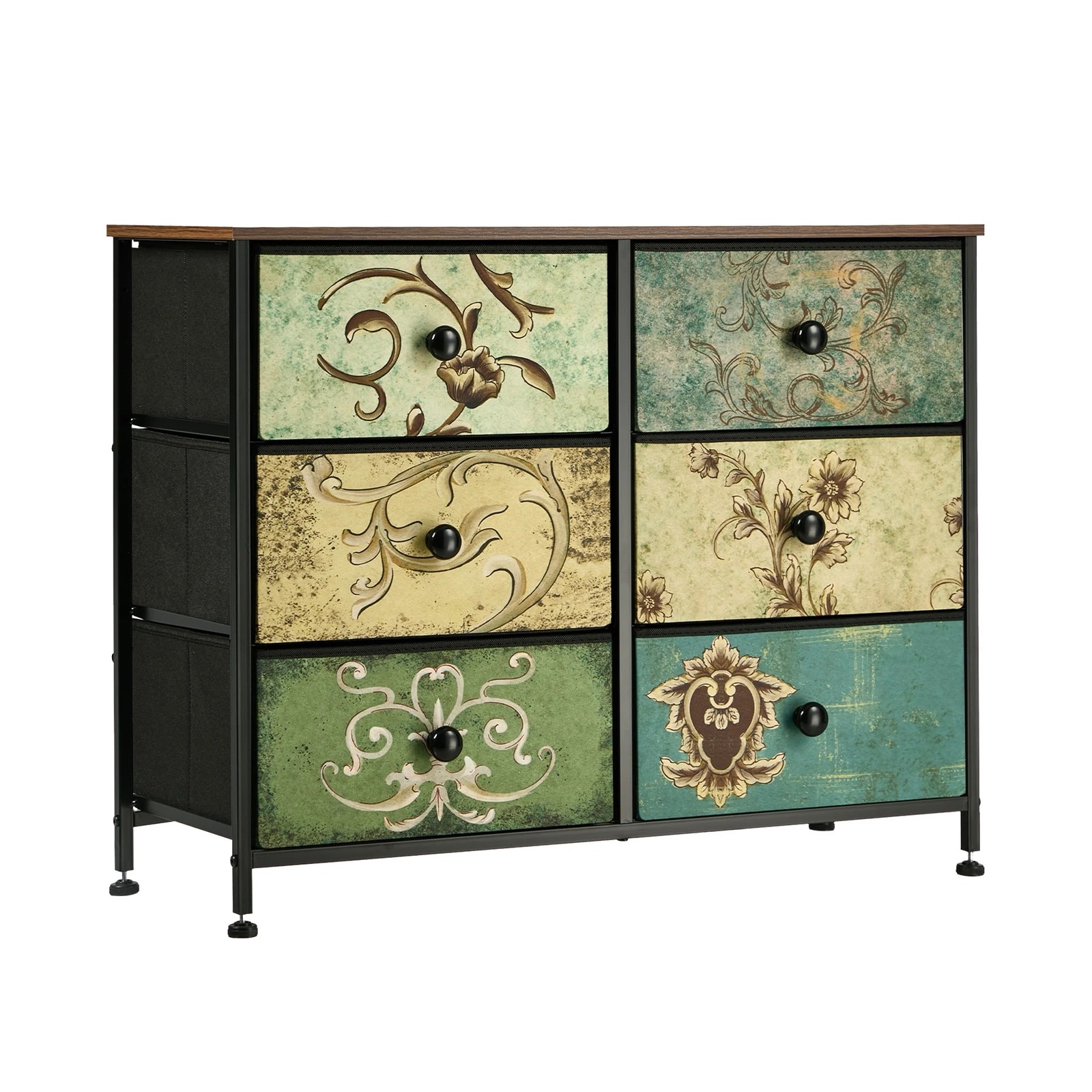 6 Oikiture 6 Chest of Drawers Fabric Storage Cabinet Retro Lowboy Organizer - Multi, 6 of 6