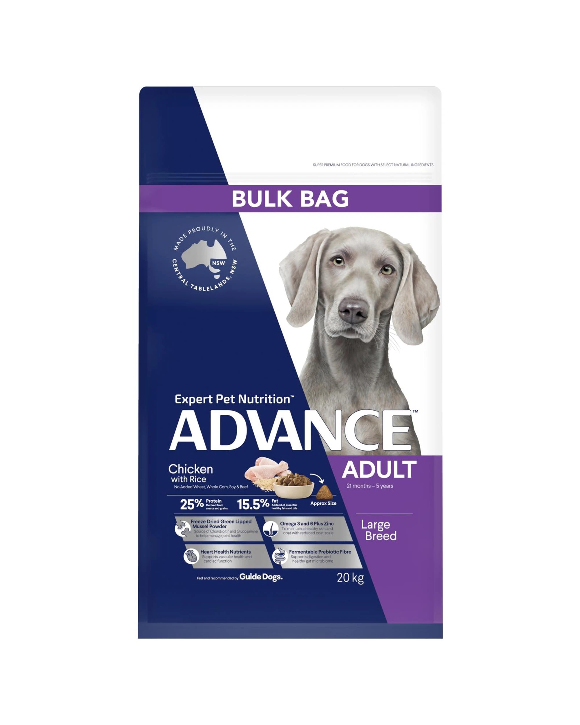2 Advance Adult Large Breed Dry Dog Food Chicken w/ Rice Bulk 20kg, 2 of 3