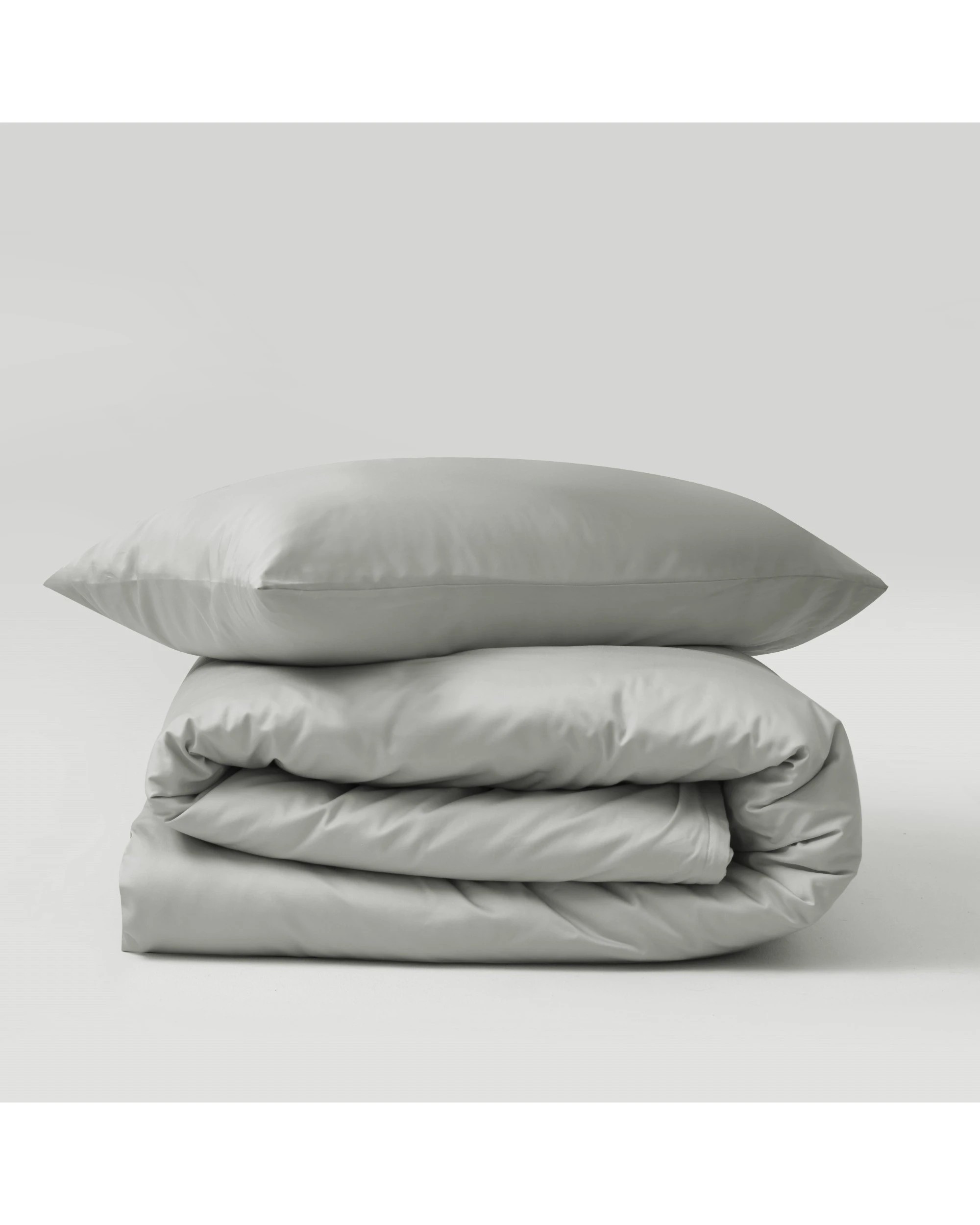 2 Serene 400TC Bamboo Cotton Sateen Quilt Cover Set - King Single Bed - Dove Grey, 2 of 5