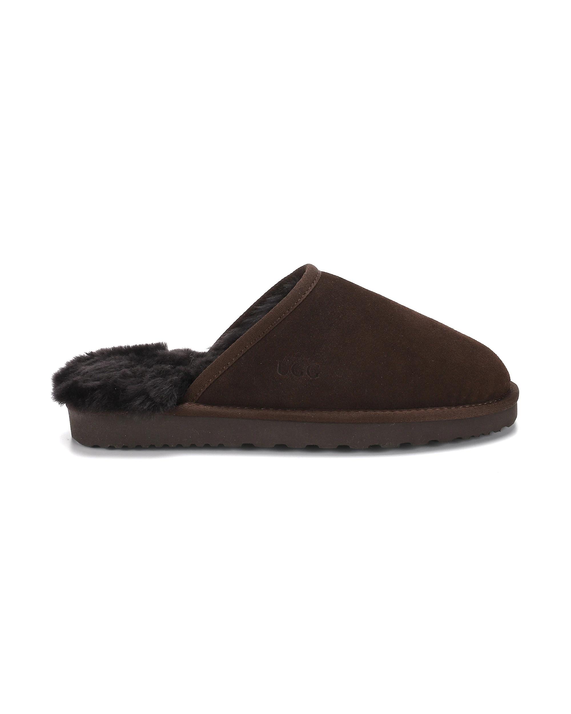 2 AUS WOOLI Sheepskin Wool Manly Slippers CHOCOLATE, 2 of 6