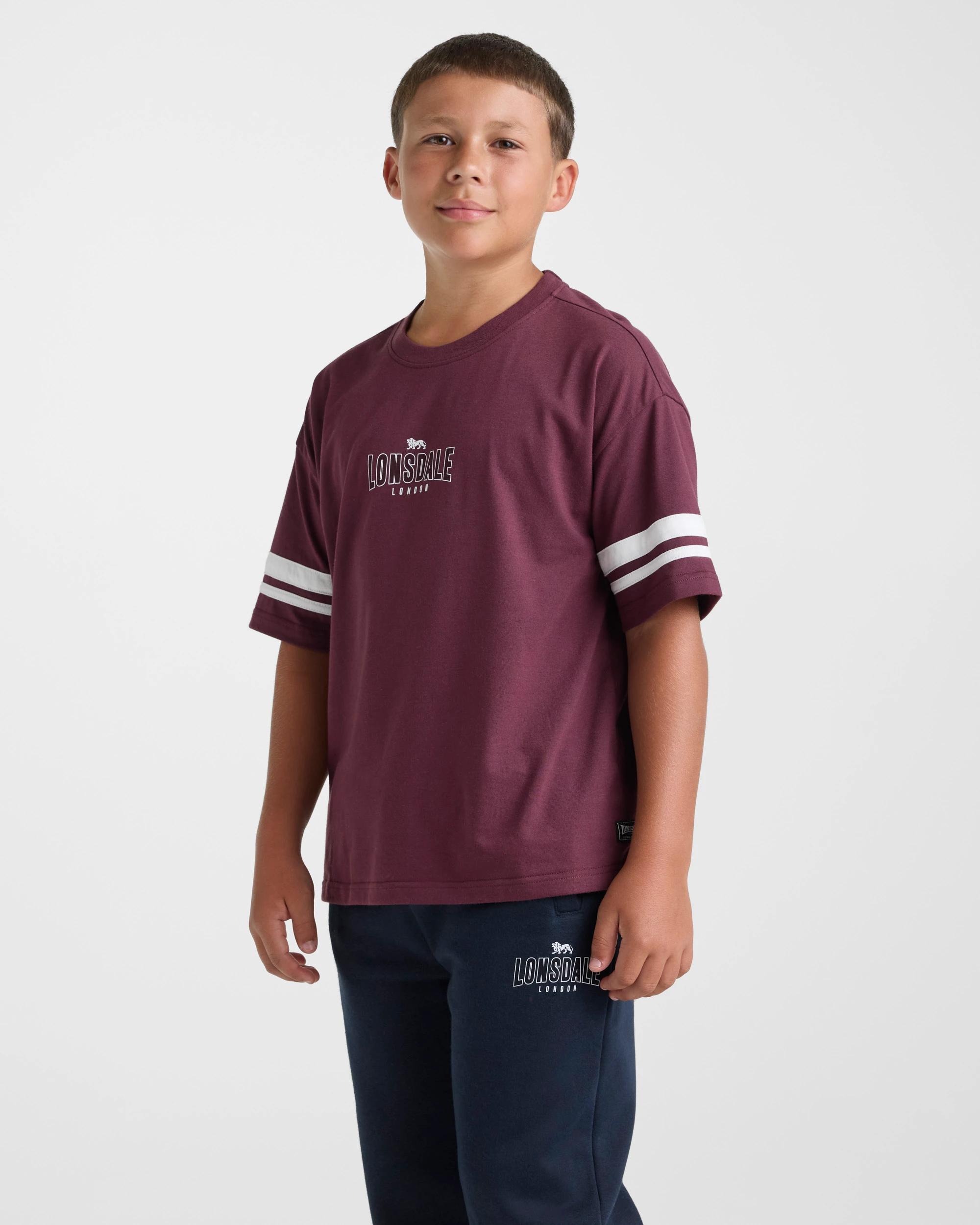 1 Lonsdale London Boys Retro Sport Short Sleeve T-shirt - Red RED, 1 of 5