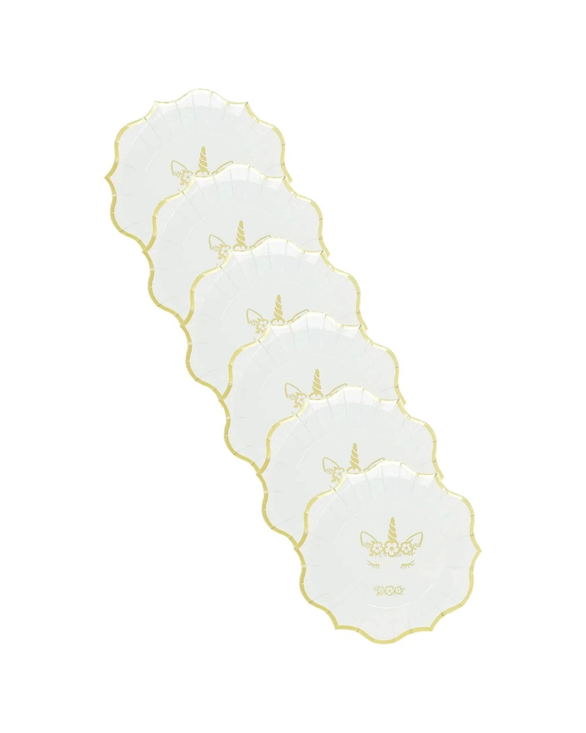 1 Party Maker 6pc Disposable Paper Plates Tableware Unicorn Foil - White, 1 of 1