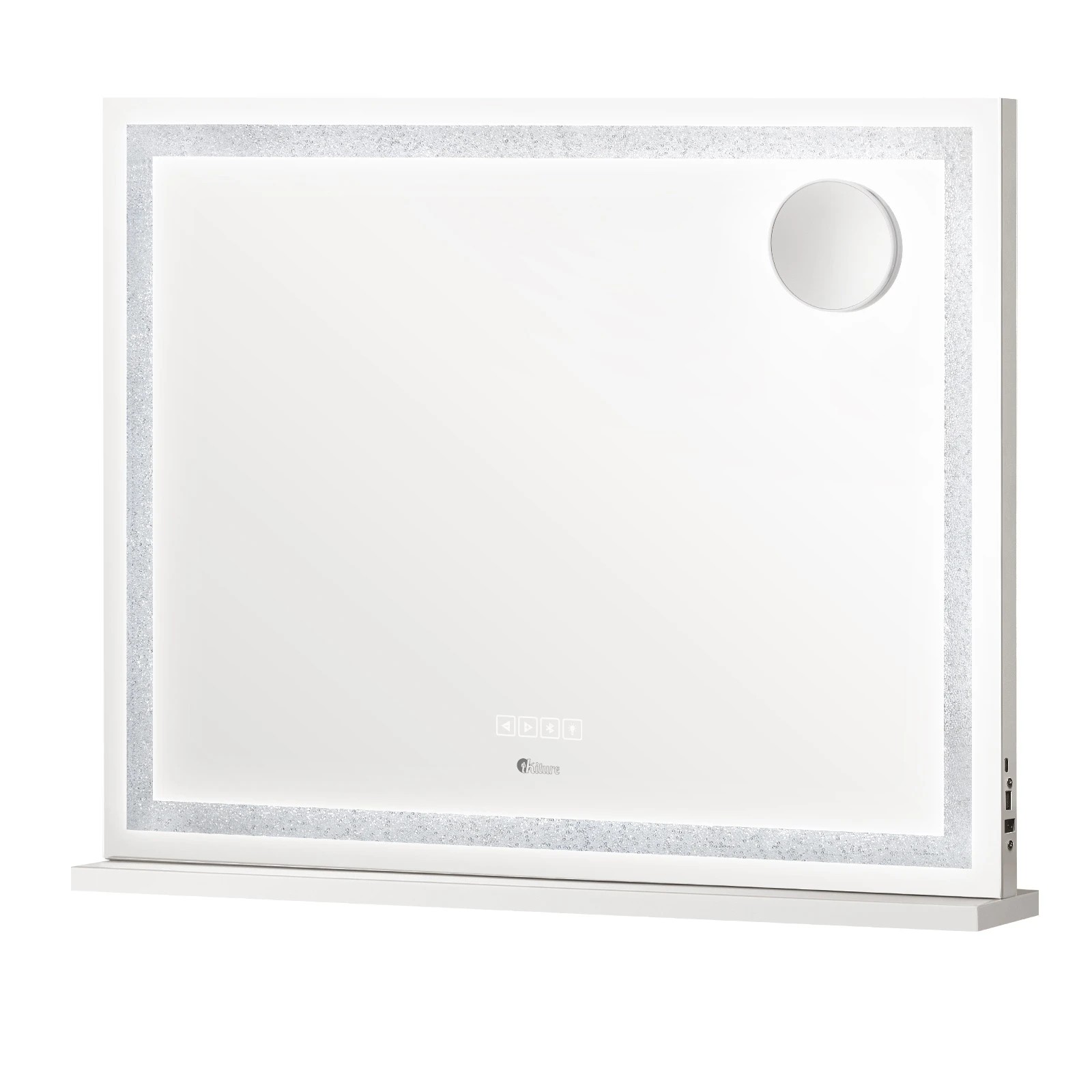 1 Oikiture Bluetooth Hollywood Led Makeup Mirror 80x62cm Crystal Vanity Mirrors
 - White, 1 of 7