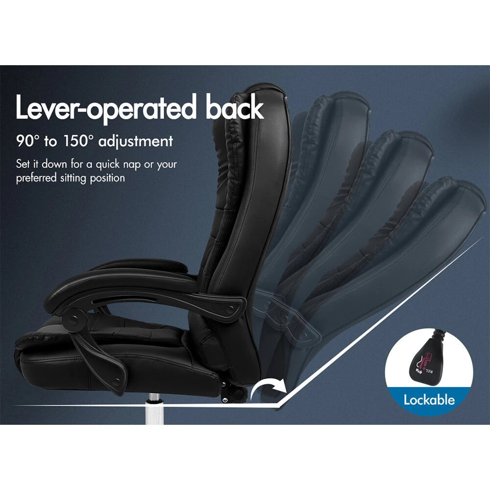 9 Alfordson Office Chair Gaming Executive Computer Recliner Racer PU Leather Seat - Black, 9 of 10