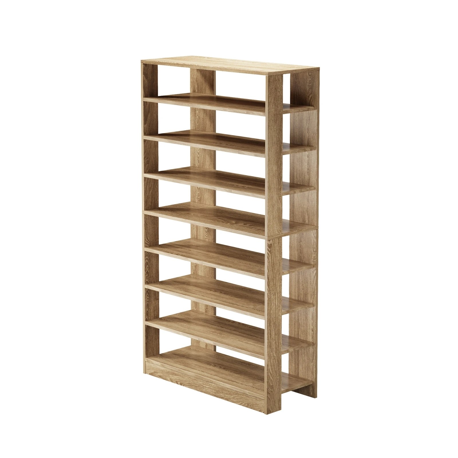 6 Oikiture Shoe Rack 9 Tiers Shelf Storage Cabinet Organiser 54 Pairs - Natural, 6 of 7